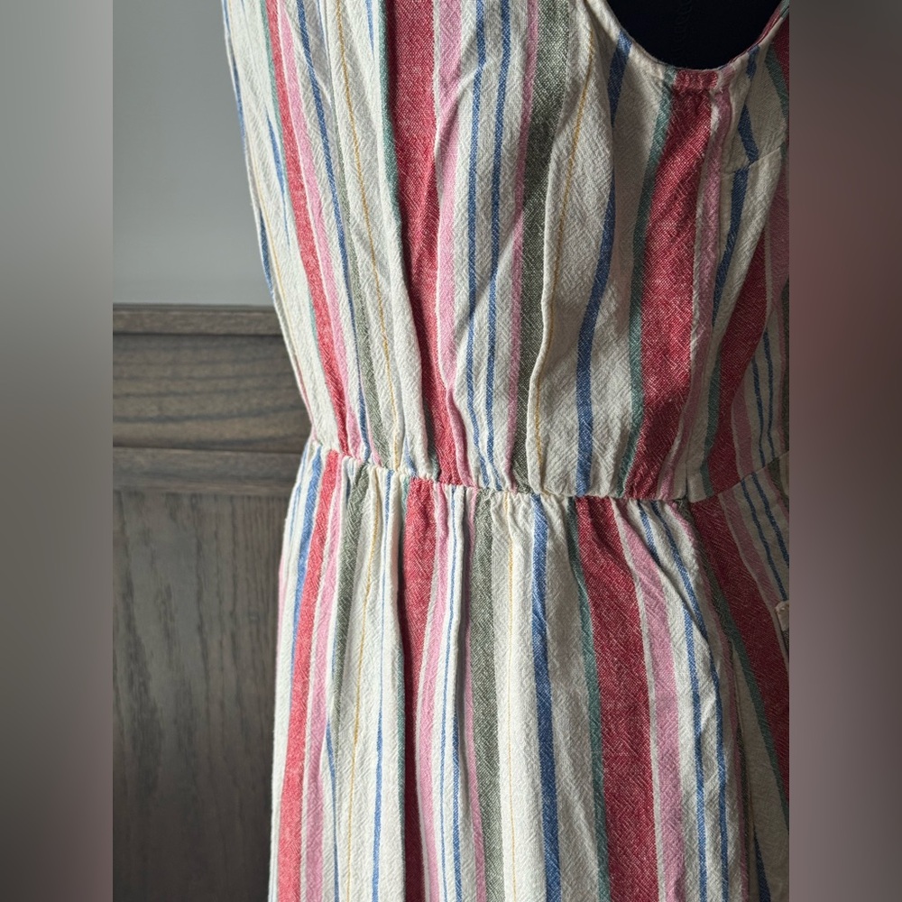 Old Navy Sleeveless Multicolor Striped Linen blend Dress medium - Picture 6 of 10